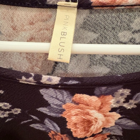 Pinkblush navy and Pink Floral 3/4 Sleeve maternity Dress - Picture 4 of 4